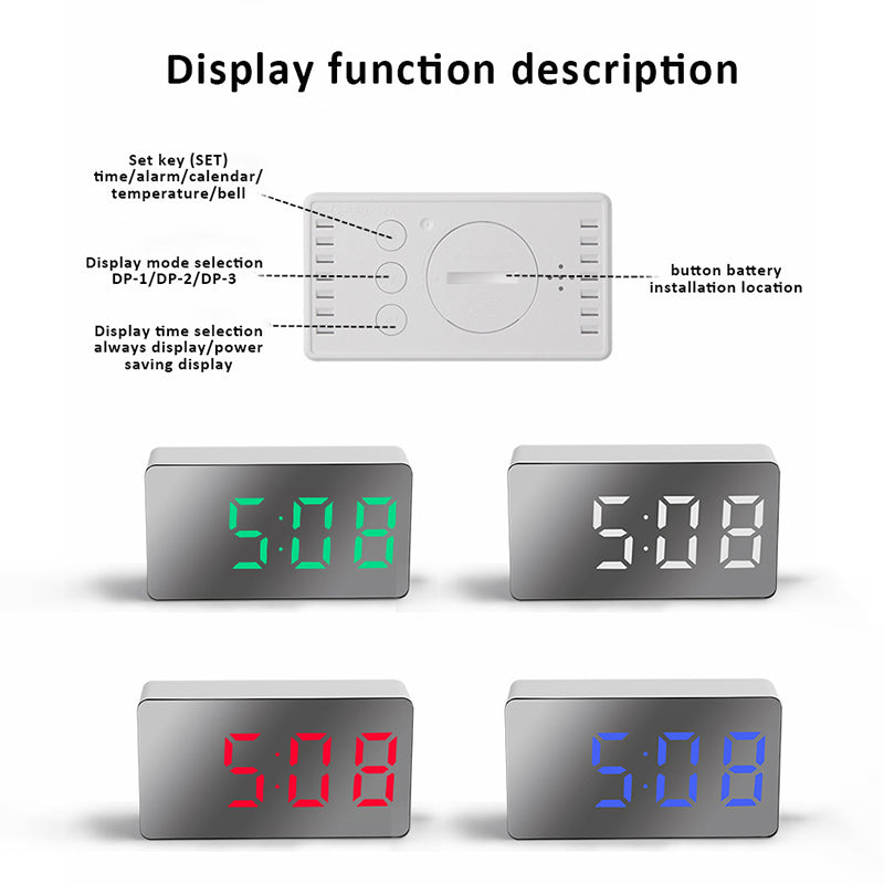 Digital Children's Alarm Clock LED Electronic Simple Mini Mirror Clock